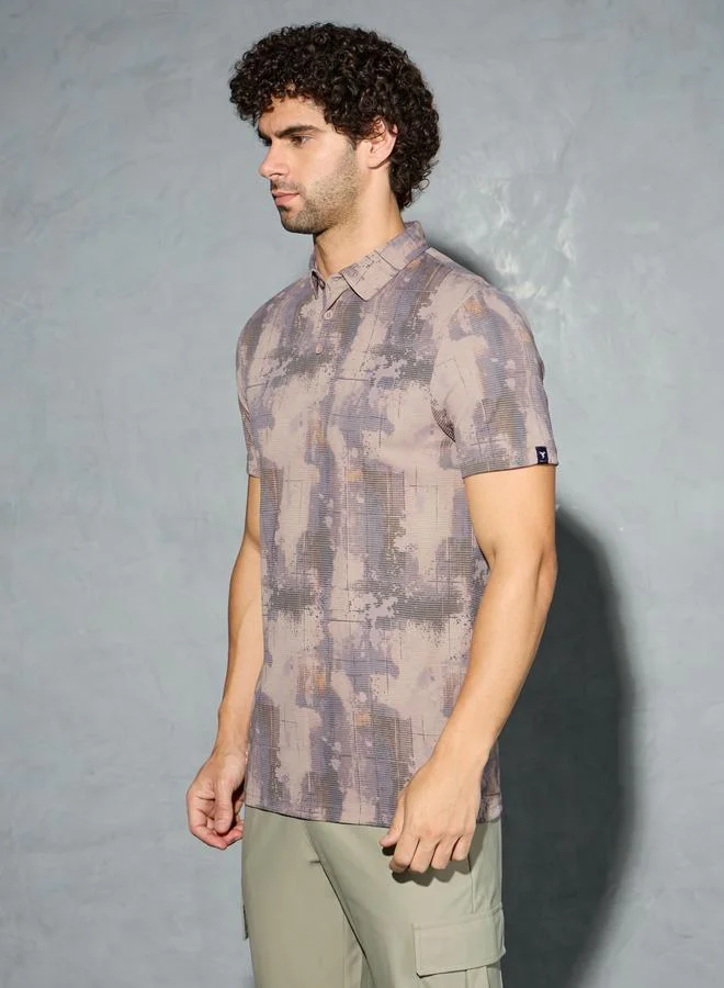 Technosport Technosport Men Printed Slim Fit Polo