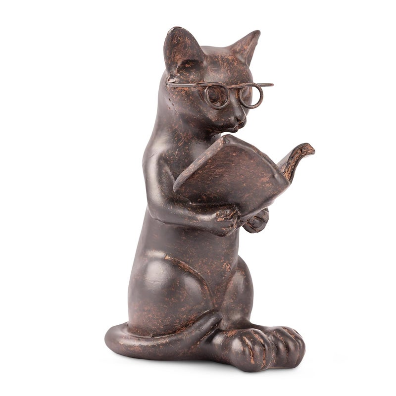 Young's Inc. Cat Figurine - Cute Cat Statue - Whimsical Cat Decor for Cat Lovers - Cat Collectibles and Meditation Decor - Cat with Eye Glasses - 4'' L X 3'' W X 5'' H - Image 1