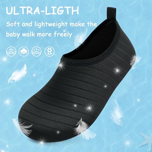 ANLUKE Kids Boys Girls Water Shoes Barefoot Aqua Socks Fast Dry Beach Swim Outdoor Sports Shoes for Toddler Black 28/29 - Image 3