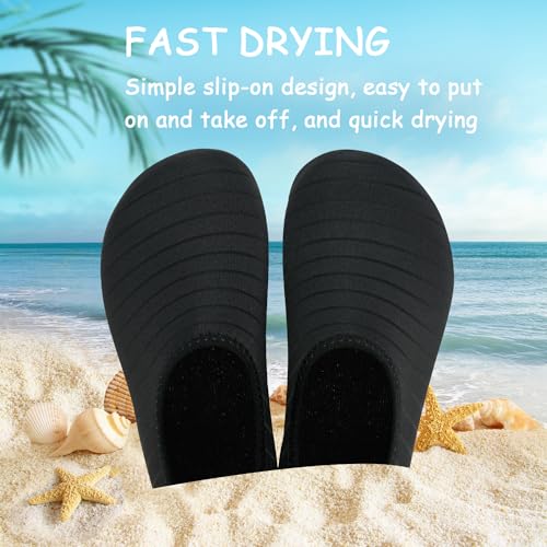 ANLUKE Kids Boys Girls Water Shoes Barefoot Aqua Socks Fast Dry Beach Swim Outdoor Sports Shoes for Toddler Black 28/29 - Image 5