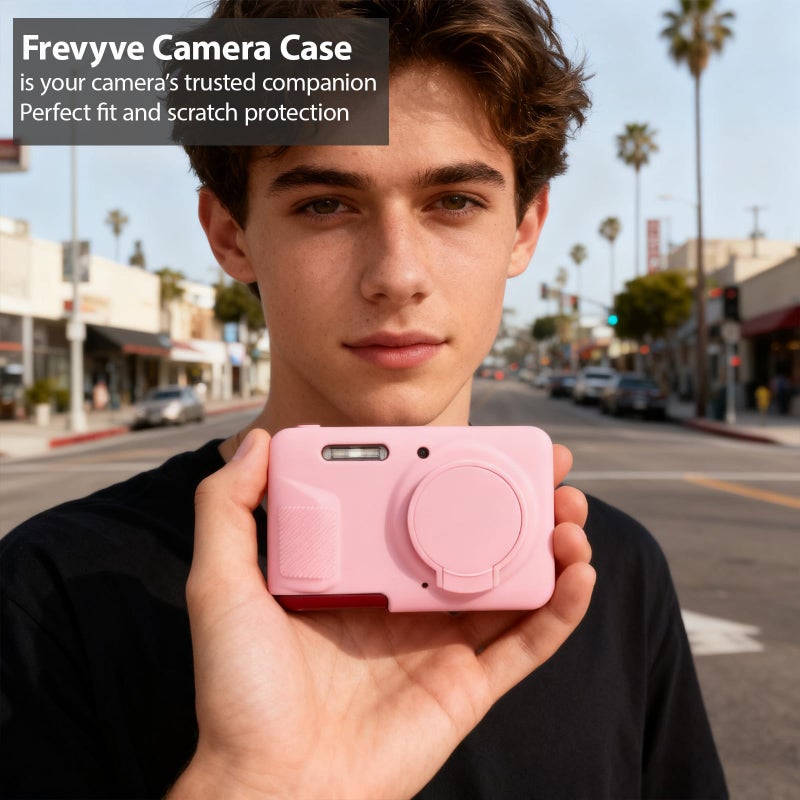 Frevyve Case for Kodak PIXPRO FZ55 Digital Camera Accessories, Soft Silicone Protective Case, Slim Fit Sleeve with Removable Lens Cover and Screen Protector, Lightweight, Anti-Scratch (Pink) - Image 4