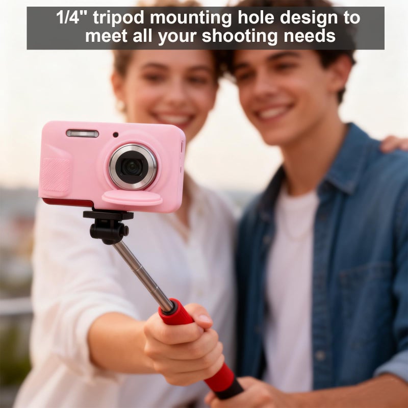 Frevyve Case for Kodak PIXPRO FZ55 Digital Camera Accessories, Soft Silicone Protective Case, Slim Fit Sleeve with Removable Lens Cover and Screen Protector, Lightweight, Anti-Scratch (Pink) - Image 3