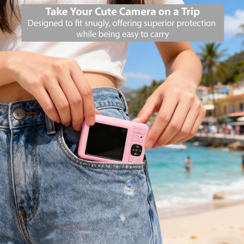 Frevyve Case for Kodak PIXPRO FZ55 Digital Camera Accessories, Soft Silicone Protective Case, Slim Fit Sleeve with Removable Lens Cover and Screen Protector, Lightweight, Anti-Scratch (Pink) - Image 5