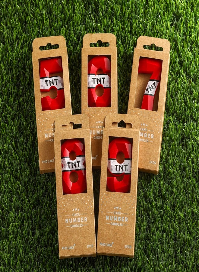 PHD CAKE 2.76 Inch Number 5 Red Pixel Gamer Birthday Candles, TNT Themed Number Candles, Cake Number Candles, Party Celebration - Image 4