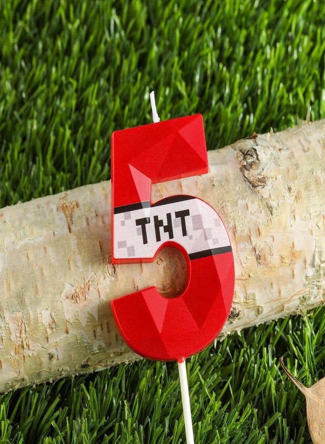 PHD CAKE 2.76 Inch Number 5 Red Pixel Gamer Birthday Candles, TNT Themed Number Candles, Cake Number Candles, Party Celebration - Image 3