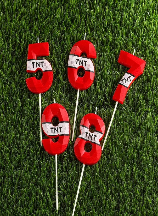 PHD CAKE 2.76 Inch Number 5 Red Pixel Gamer Birthday Candles, TNT Themed Number Candles, Cake Number Candles, Party Celebration - Image 5