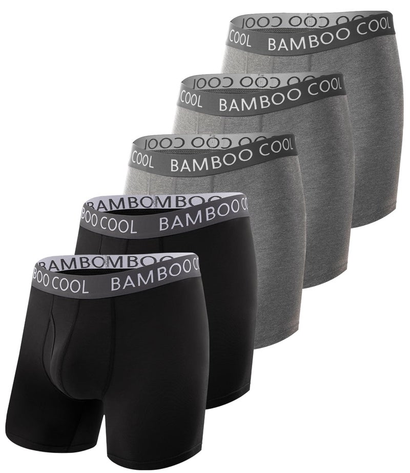 BAMBOO COOL Men's Ultra ComfortSoft Underwear, Moisture Wicking & Breathable No Ride Up Boxer Briefs with Fly, Multipack - Image 1