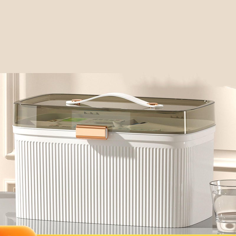 Zerodis Household Box,Portable Transparent Plastic Double Layer Medical Container First Aid Case Medical Case Family Box Organizer with Security Lock (White) - Image 2