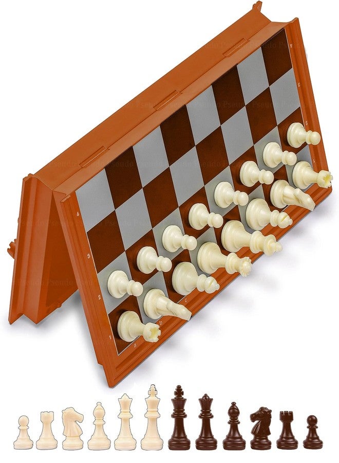 PSEUDO® Magnetic Chessboard Game Set with Folding Travel Portable Case Chess Board Set with Folding Chess Board 2 Players Travel Toys for Kids and Adults (Brown) - Image 1