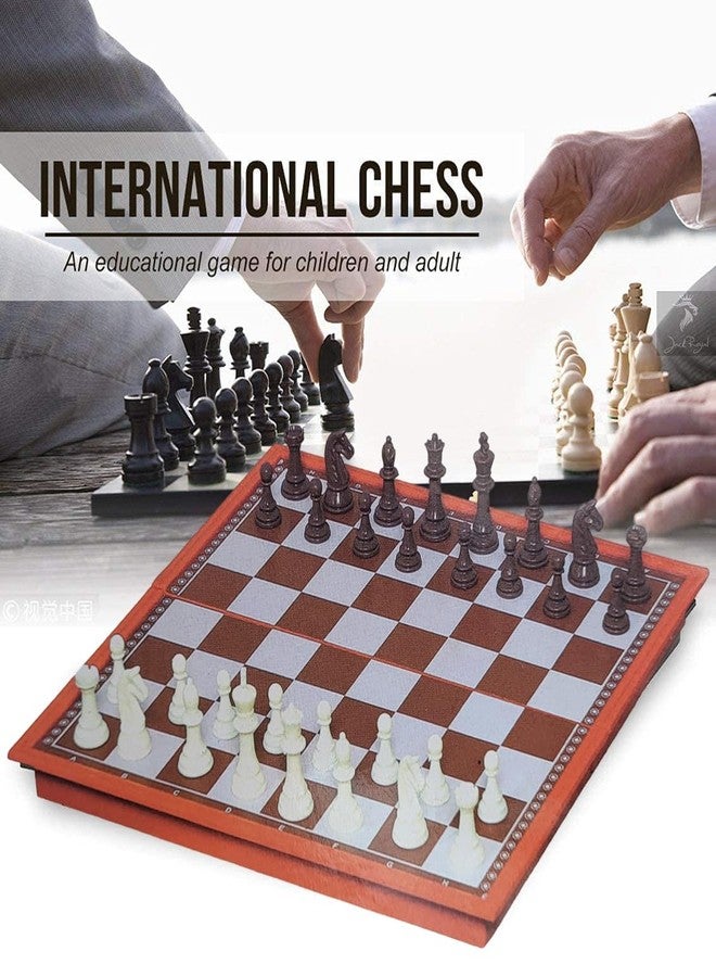 PSEUDO® Magnetic Chessboard Game Set with Folding Travel Portable Case Chess Board Set with Folding Chess Board 2 Players Travel Toys for Kids and Adults (Brown) - Image 3