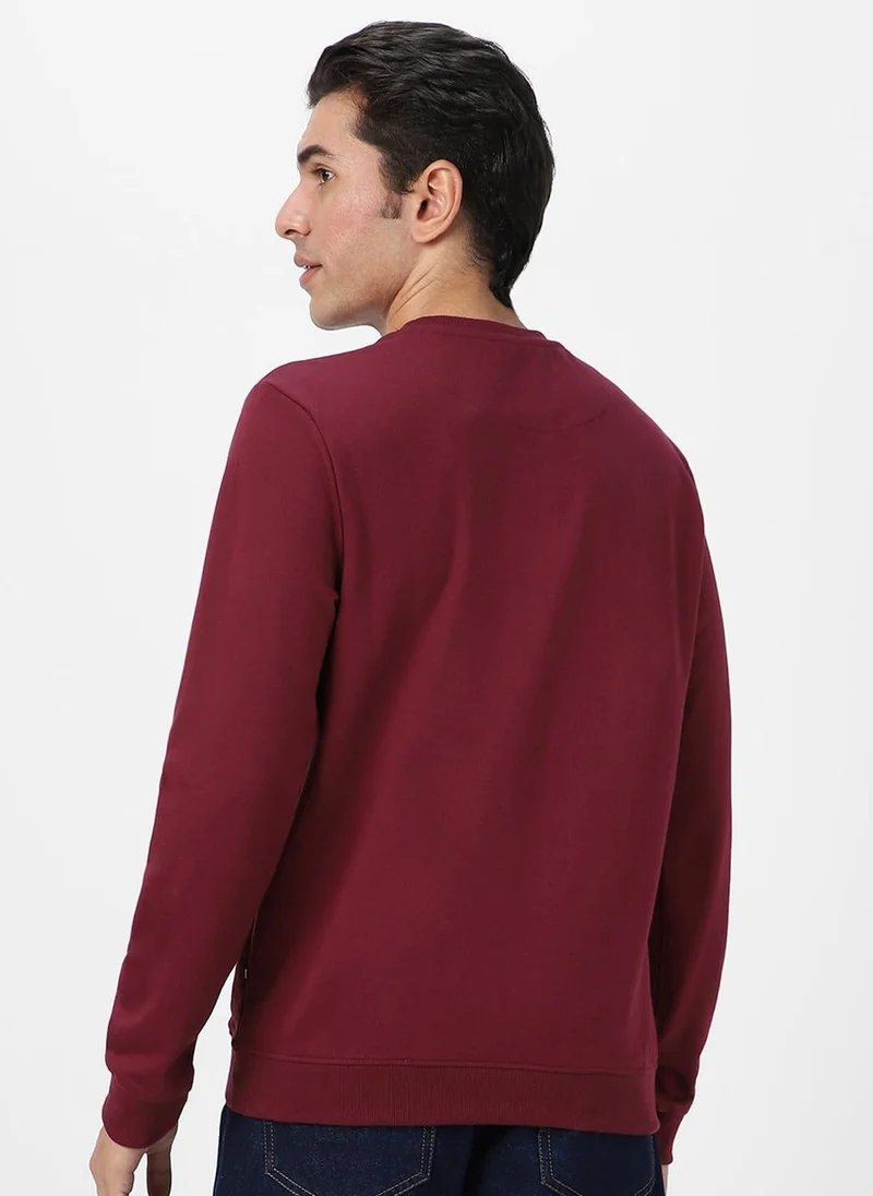 Urbano Fashion  Urbano Fashion Men's Maroon Cotton Color Block Round Neck Sweatshirt for Men | Best Price UAE