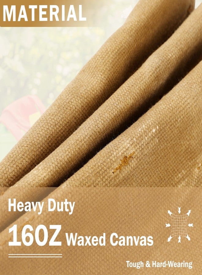 Kaaltisy حقيبة أدوات قماشية، حقيبة أدوات بستنة من قماش مشمع سعة 16 أونصة - مع 3 فتحات داخلية و8 جيوب خارجية ومقبض محمول، حقيبة تخزين أدوات البستنة لورشة عمل البستاني وبائع الزهور - كاكي - Image 3