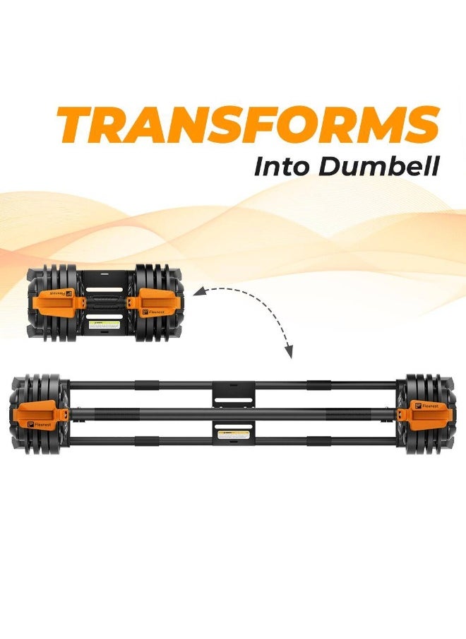 Flexnest Flexnest BY DECATHLON,Flexnest 4Kgs-24Kgs Adjustable Barbell Weightlifting Bar With 4 Pairs Free Weight Plates  - Image 1