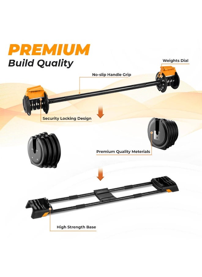 Flexnest Flexnest BY DECATHLON,Flexnest 4Kgs-24Kgs Adjustable Barbell Weightlifting Bar With 4 Pairs Free Weight Plates  - Image 3