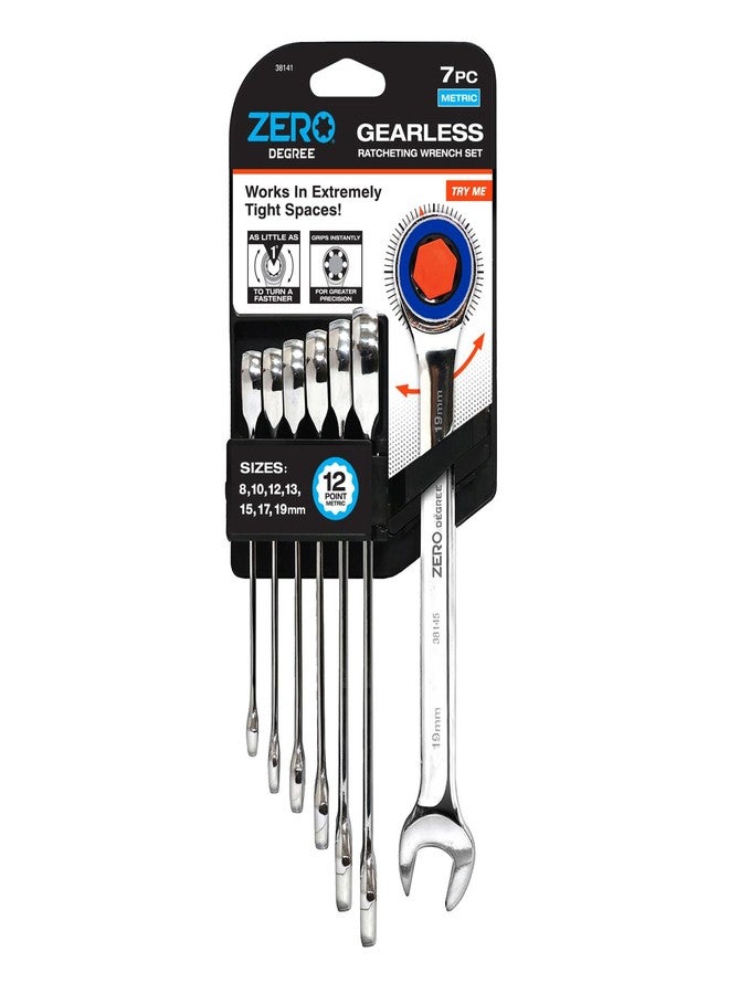 Zero Degree 38141 Ultra-Precise 7-Piece Gearless Ratchet Wrench Set - Nickel Plated High-Carbon Steel with ASME Certified Torque - Durable & Rust-Resistant - Perfect for Tight Spaces, Metric - Image 1