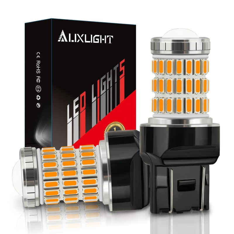 AUXLIGHT 7440 7441 7443 7444 T20 992 W21W LED Bulb Amber Yellow, Ultra Bright 60-SMD Replacement Need Extra Load Resistor for Blinker Lights, Turn Signal/Parking Lights, Brake/Tail Lights (Pack of 2) - Image 1