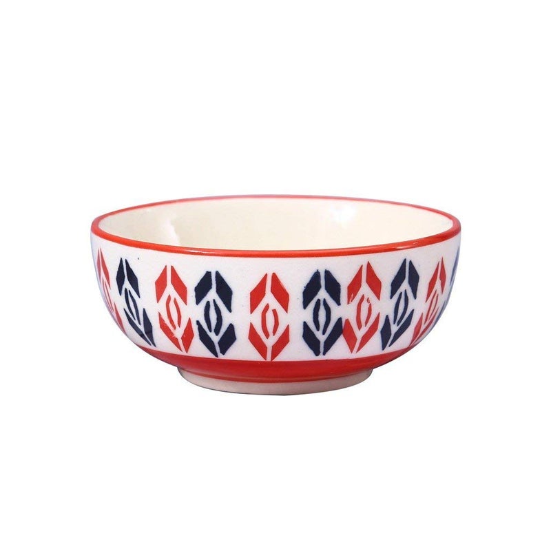 Caffeine Ceramic Handmade Orange Arrow Patterned Katori Bowl - Set of 4 - Image 4