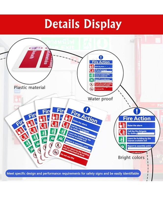 Midwest علامة إشعار إجراءات الحريق، 5 قطع من علامات السلامة من الحريق - رقم الطوارئ، إجراءات الإخلاء، الإبلاغ إلى نقطة التجمع وعلامة إنذار الحريق، 20x30 سم علامة إجراءات الحريق ذاتية اللصق، 5 عبوات - Image 3