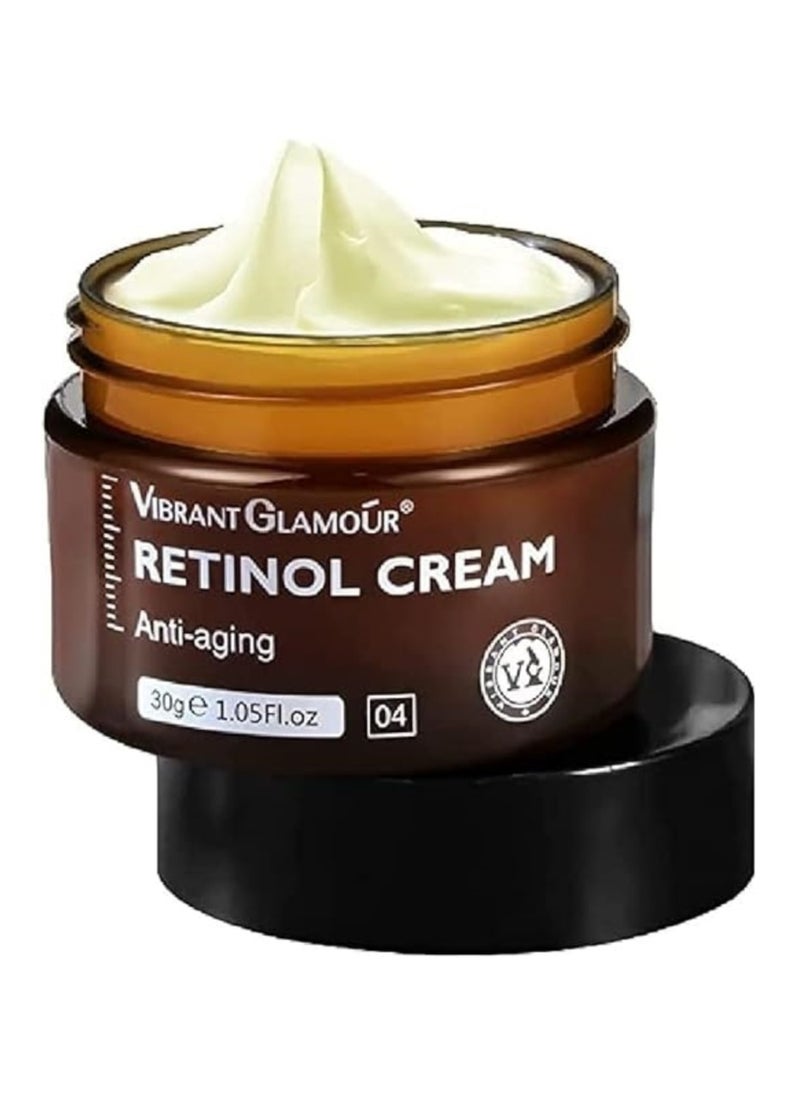 Vibrant Glamour Retinol Skin Moisturizing Whitening Cream ,Anti-Wrinkle, Anti-Aging, Brightening and Lightening,Pores Repair Lighten Sensitive Area Dark Spots Hyaluronic Acid Active Retinol Added 30g  - Image 1