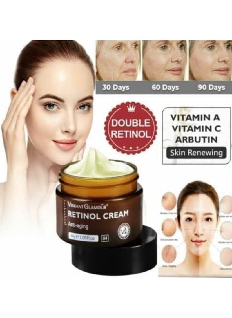 Vibrant Glamour Retinol Skin Moisturizing Whitening Cream ,Anti-Wrinkle, Anti-Aging, Brightening and Lightening,Pores Repair Lighten Sensitive Area Dark Spots Hyaluronic Acid Active Retinol Added 30g  - Image 2