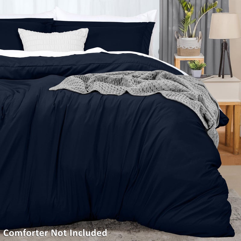 Utopia Bedding Duvet Cover King Size - 1 Comforter Cover with 2 Pillow Shams - 3 Pieces Bedding Duvet Cover with Zipper Closure - Soft Brushed Microfiber, 104 X 90 Inches (Navy) - Image 4