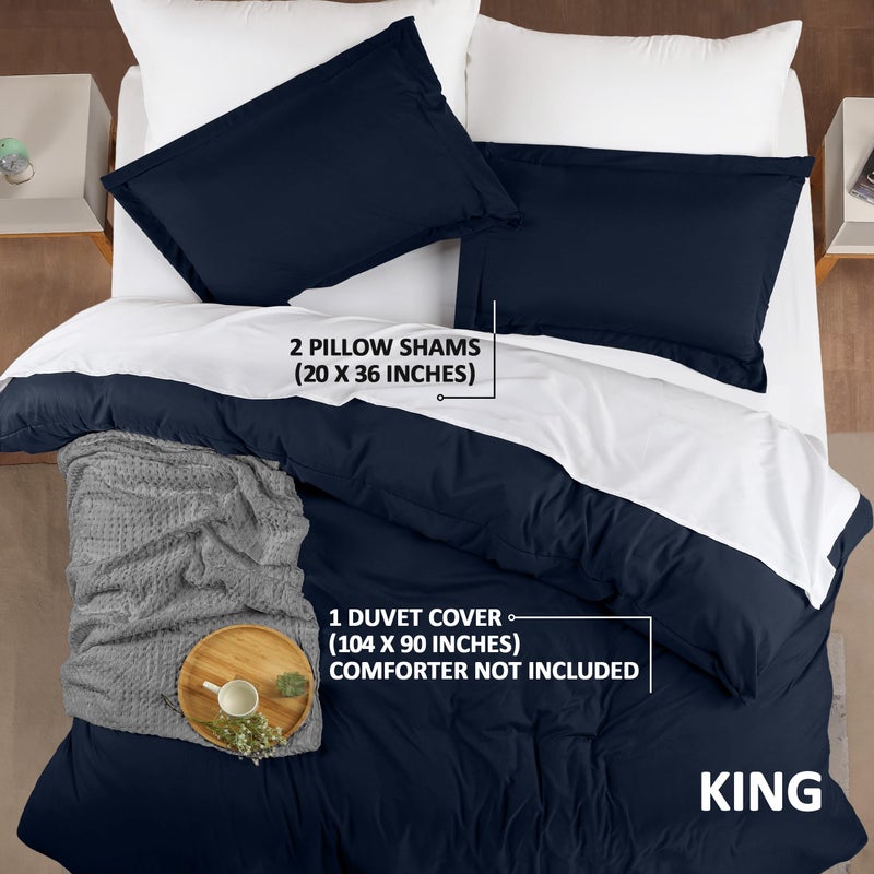 Utopia Bedding Duvet Cover King Size - 1 Comforter Cover with 2 Pillow Shams - 3 Pieces Bedding Duvet Cover with Zipper Closure - Soft Brushed Microfiber, 104 X 90 Inches (Navy) - Image 2