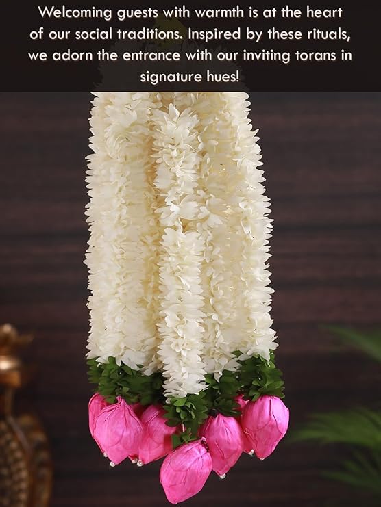 Generic SHRI MATAJI Store 5 Pcs Lotus Hangings for Decoration Home Decor Wall Door Mandir Pooja Room Office Birthday Wedding Stage Backdrop Decorative Items 373 cm Each  - Image 4