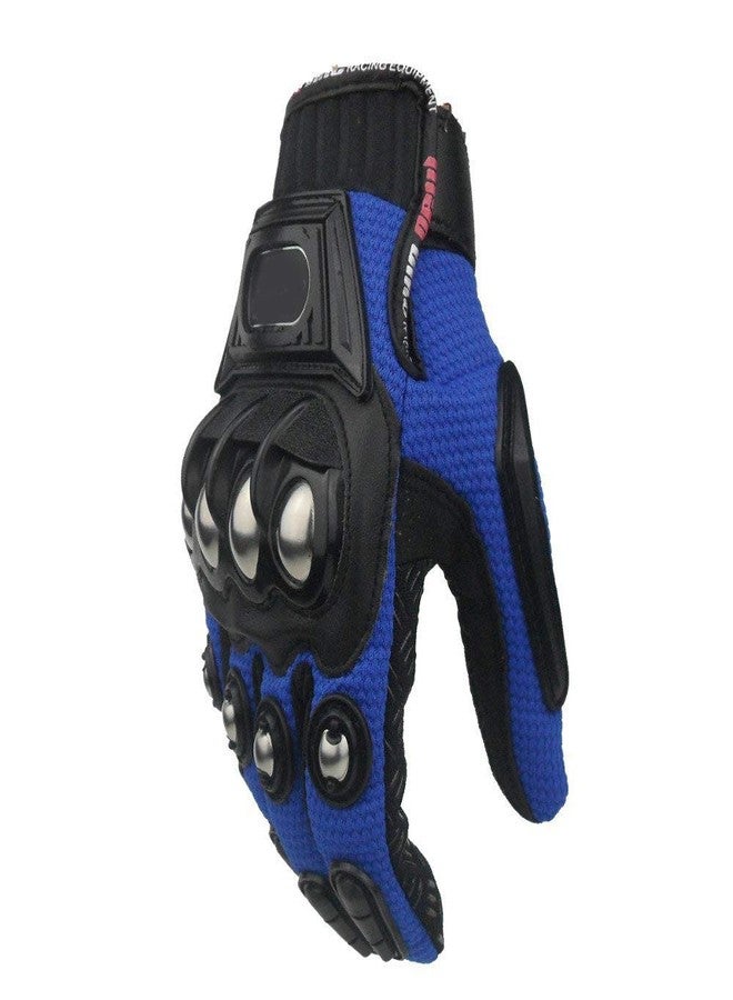 Oubaiya Steel Outdoor Knuckle Motorcycle Motorbike Powersports Safety Gloves (X-Large, Blue) - Image 1