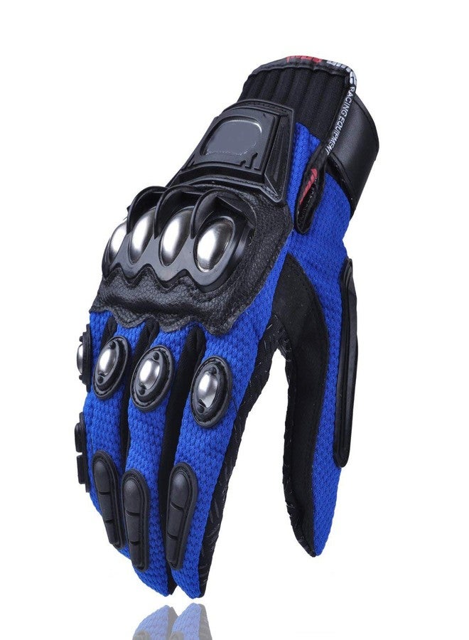 Oubaiya Steel Outdoor Knuckle Motorcycle Motorbike Powersports Safety Gloves (X-Large, Blue) - Image 3