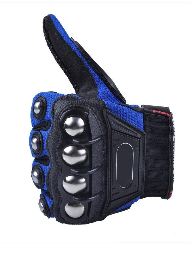Oubaiya Steel Outdoor Knuckle Motorcycle Motorbike Powersports Safety Gloves (X-Large, Blue) - Image 4