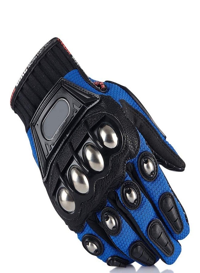 Oubaiya Steel Outdoor Knuckle Motorcycle Motorbike Powersports Safety Gloves (X-Large, Blue) - Image 2