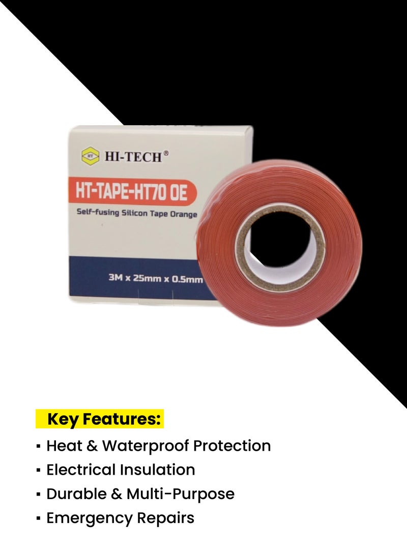هاي-تيك شريط سيليكون HI-TECH - شريط سيليكون ذاتي الانصهار، مقاوم للماء ومقاوم للحرارة للعزل الكهربائي، والإصلاحات الطارئة، وتسريبات الرادياتير. - Image 4