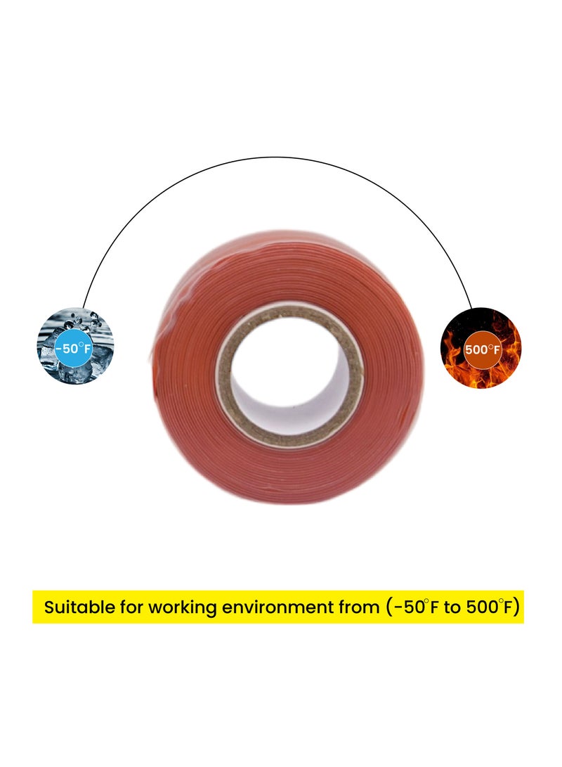هاي-تيك شريط سيليكون HI-TECH - شريط سيليكون ذاتي الانصهار، مقاوم للماء ومقاوم للحرارة للعزل الكهربائي، والإصلاحات الطارئة، وتسريبات الرادياتير. - Image 3