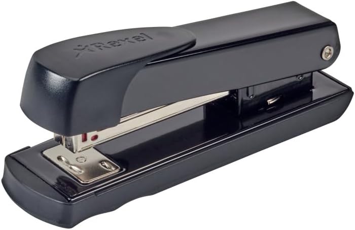 Rexel Meteor Half Strip Stapler - 20 Sheet Capacity, Metal Body, Black - Image 1