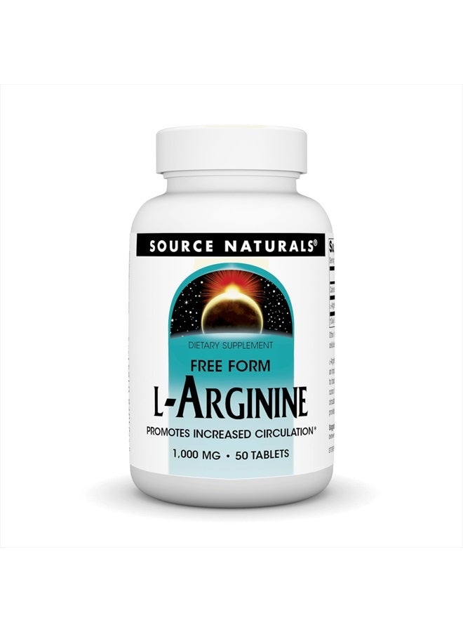 Source Naturals L-Arginine Promotes Increased Ciculation* 1000 mg Free Form - 50 Tablets - Image 1