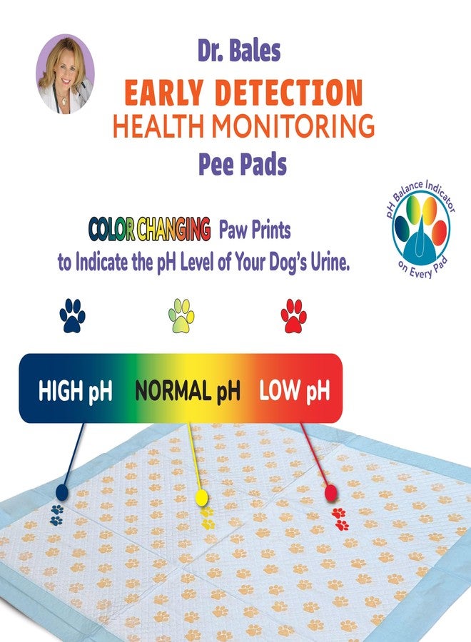 سبوت فوط تبول للجراء من سبوت دكتور بيلز للكشف المبكر عن الأمراض ومراقبة صحة الكلاب - فوط تبول للجراء مزودة ببصمات أقدام متغيرة اللون تشير إلى مستوى الرقم الهيدروجيني لبول كلبك، فائقة الامتصاص، مانعة للتسرب، 22 بوصة × 22 بوصة، عبوة من 50 فوطة - Image 3