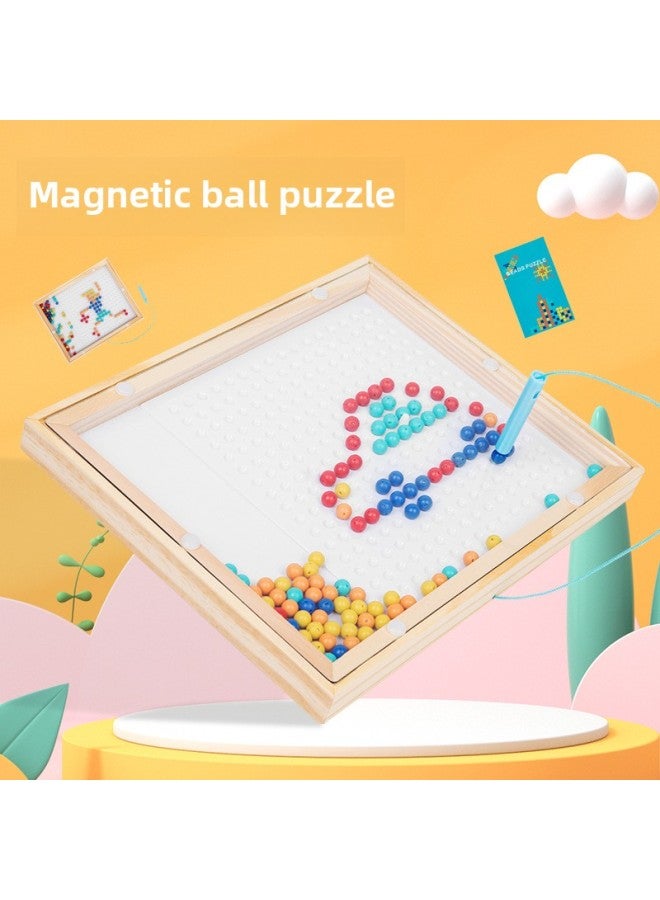 Wooden Children's Educational Toys Baby Enlightenment Early Education Round Ball Walking Beads Building Blocks Clip Beads Magnetic Creative Puzzle-Color:Magnetic Bead Puzzle - Image 1