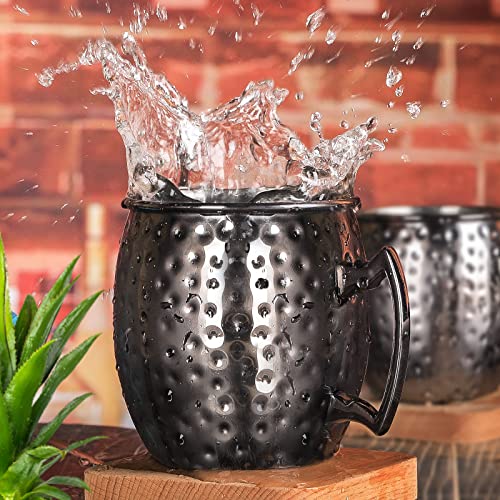 LINALL Moscow Mule Mugs- Set of 4 Gunmetal Black Plated Stainless Steel Mug 18oz, Measuring Cup, Cocktail Picks for Chilled Drinks (4pcs) - Image 3