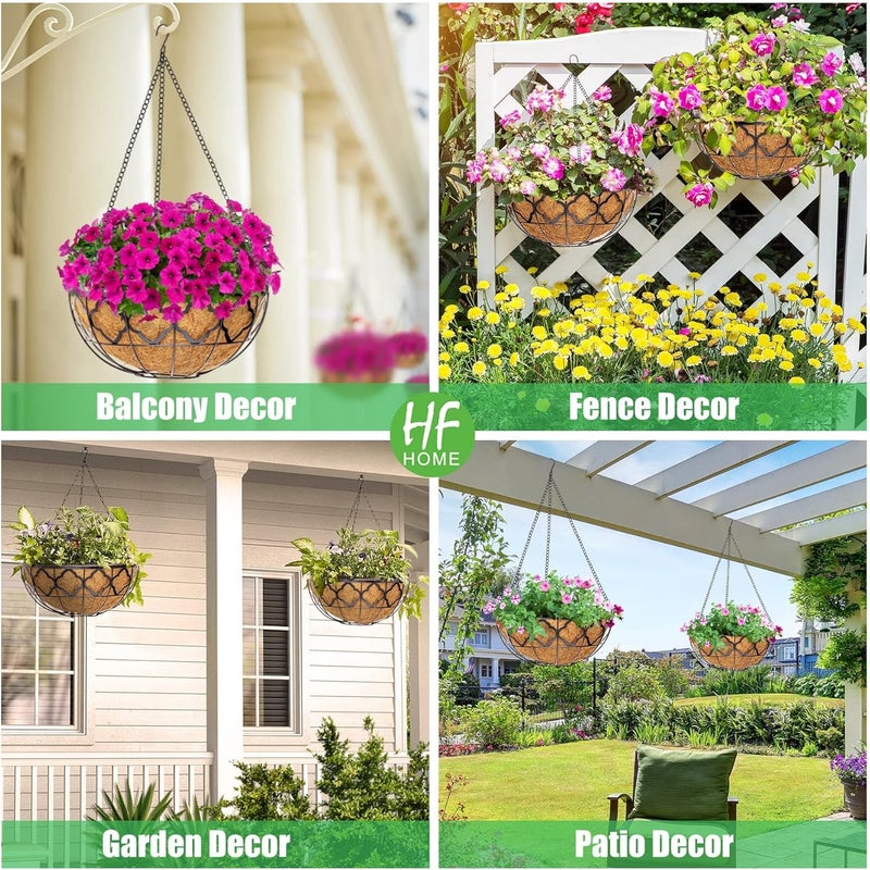 HFHOME 2PCS 14" Round Coco Liner, 14 inch Coco Fiber Replacement Liners for Hanging Basket - Image 3
