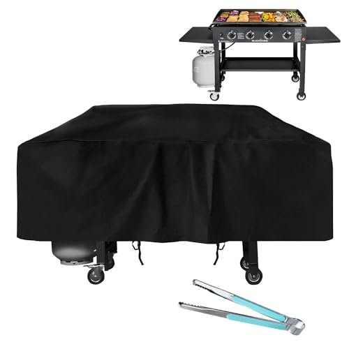 TURLIOARN 36 Inch Griddle Cover Fits for Blackstone,600D Heavy Duty Waterproof Anti-UV Canvas Flat Top BBQ Cover for Blackstone 36'' Outdoor Cooking Gas Grill Griddle Station,Black - Image 1