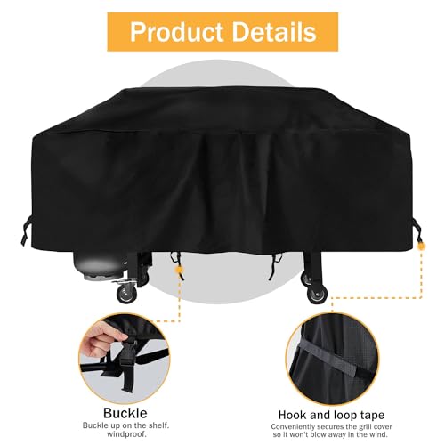 TURLIOARN 36 Inch Griddle Cover Fits for Blackstone,600D Heavy Duty Waterproof Anti-UV Canvas Flat Top BBQ Cover for Blackstone 36'' Outdoor Cooking Gas Grill Griddle Station,Black - Image 4