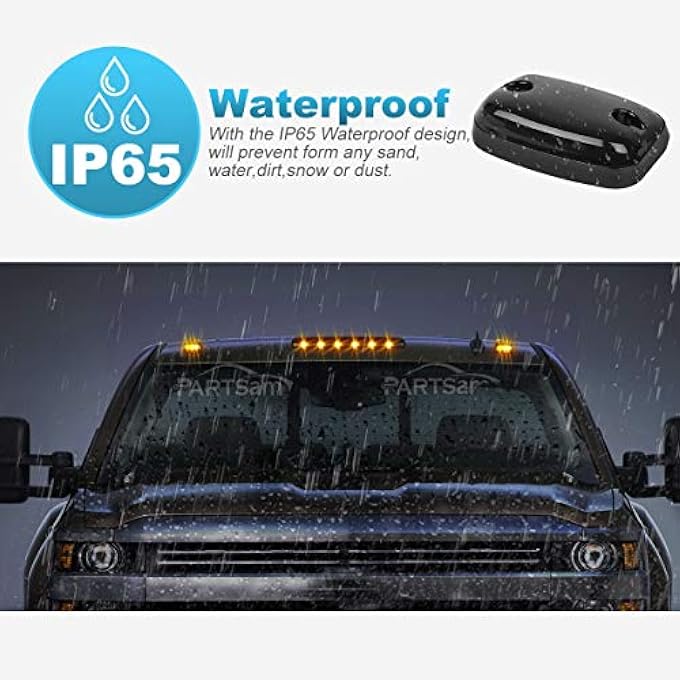 Partsam 3X Smoke Cab Light Amber 12Led Cab Marker Top Roof Running Light Assembly  Wire Harness Compatible With SilveradoSierra 1500 2500 2500Hd 3500 3500Hd 2014 2500Hd 3500Hd 20072013 - Image 4
