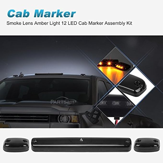 Partsam 3X Smoke Cab Light Amber 12Led Cab Marker Top Roof Running Light Assembly  Wire Harness Compatible With SilveradoSierra 1500 2500 2500Hd 3500 3500Hd 2014 2500Hd 3500Hd 20072013 - Image 3