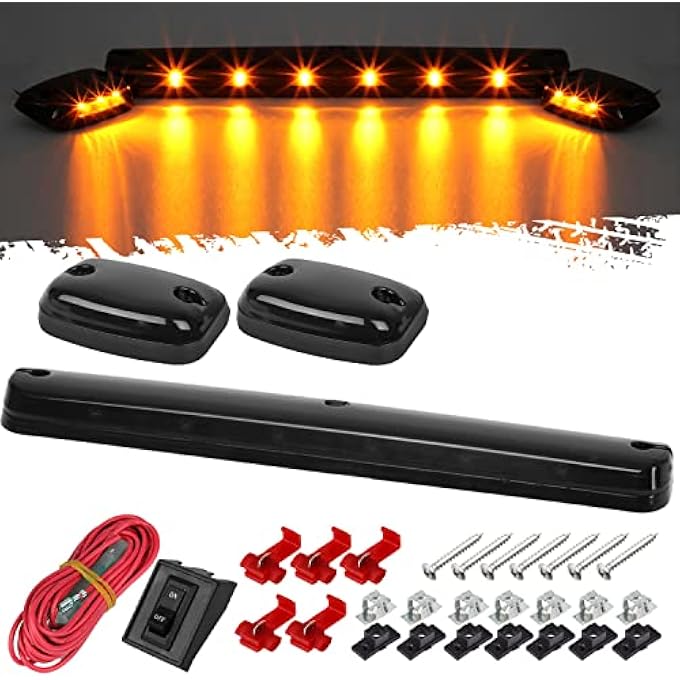 Partsam 3X Smoke Cab Light Amber 12Led Cab Marker Top Roof Running Light Assembly  Wire Harness Compatible With SilveradoSierra 1500 2500 2500Hd 3500 3500Hd 2014 2500Hd 3500Hd 20072013 - Image 1