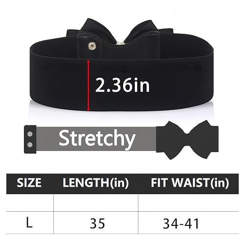 DIANZHU Women's Circle Rhinestone Elastic Bow Belt Wide Stretch Belts Ladies Waist Accessories for Dress - Image 4