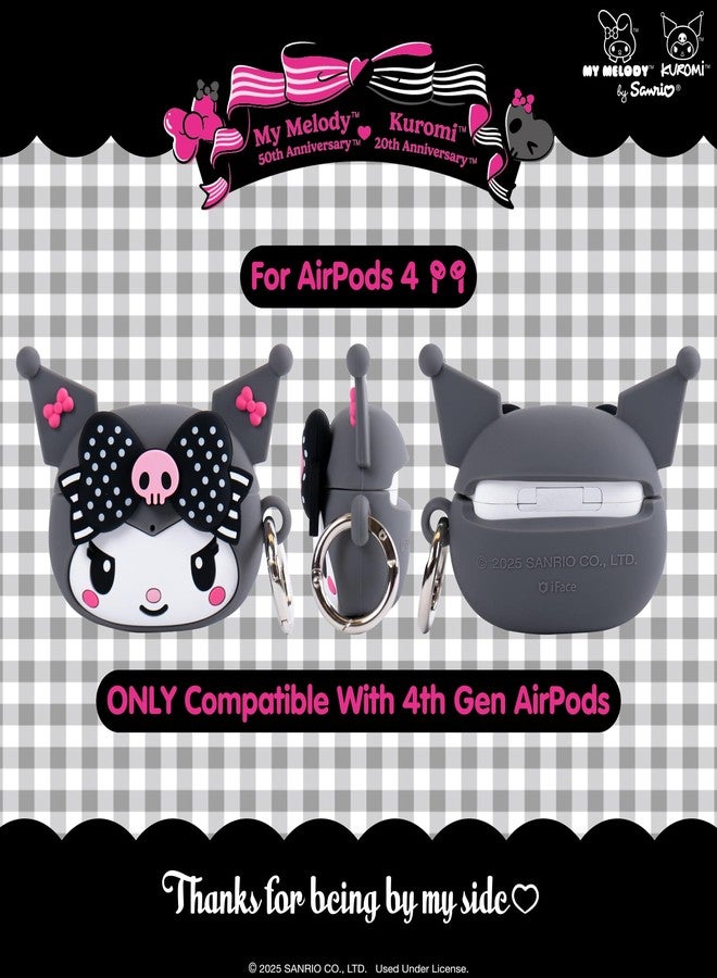 iFace My Melody 50th and Kuromi 20th Anniversary Case [ Compatible with AirPods 4 ] Cute Silicone Protective Cover [Carabiner Included] [Wireless Charging Capatible] - Kuromi 20th Anniversary - Image 2