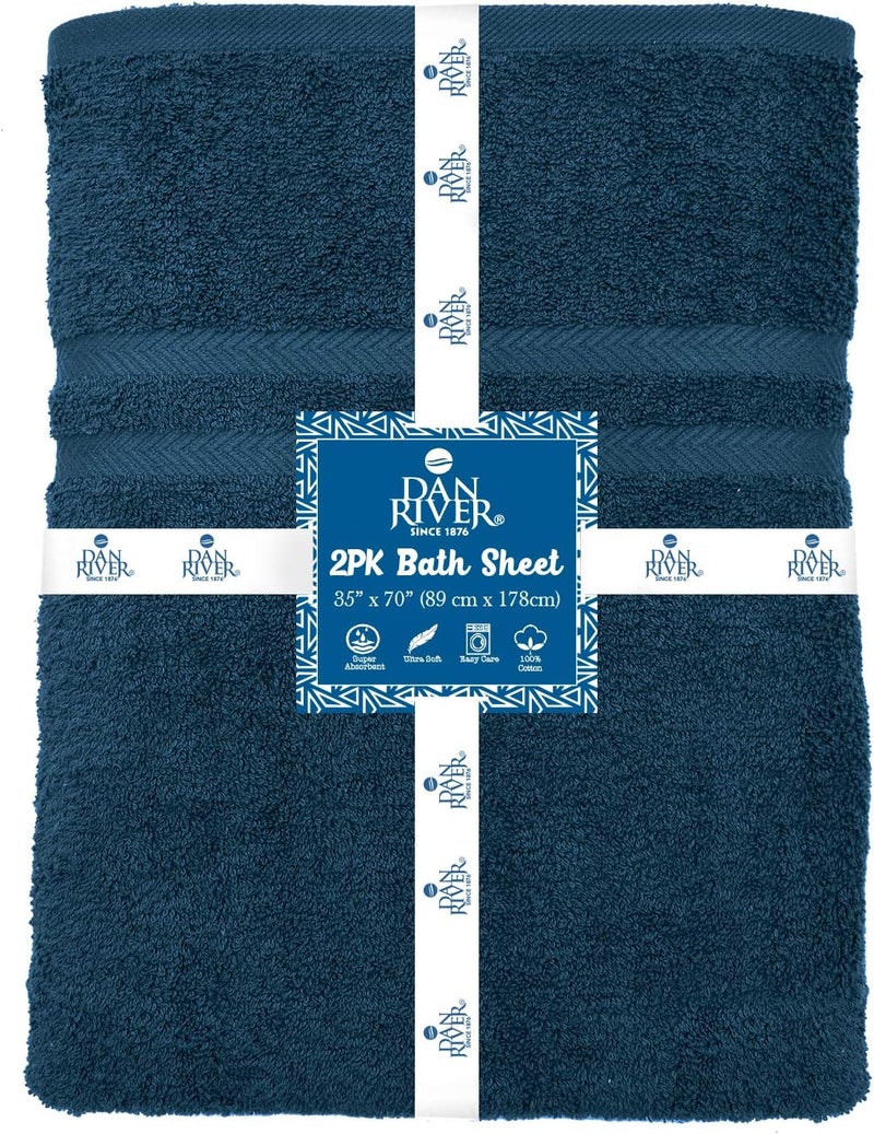 DAN RIVER 2 Pack Luxury Bath Sheets 35x70, 600 GSM, Soft & Quick Dry 100% Ring Spun Cotton Towels Ideal for Hotels, Spas, Gyms & Salons Extra Large, Opal Blue - Image 2