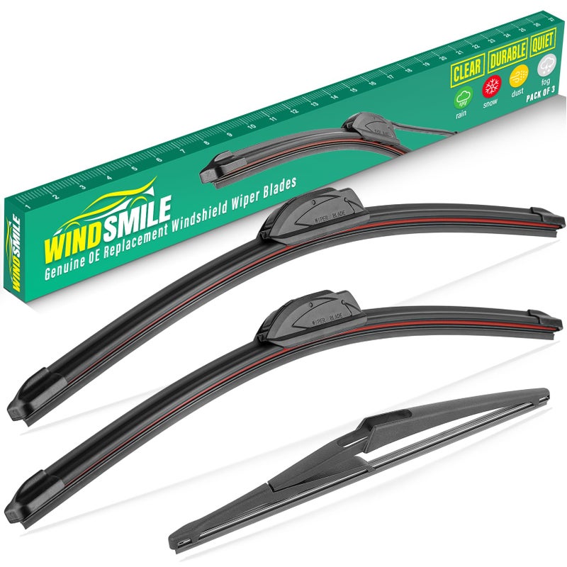 28 18 12 Windshield Wiper Blades Replacement for Nissan Rogue Sport 2017 2018 2019 2020 2021 2022 Premium All Weather Front Rear Wipers Set OEM Quality Pack of 3