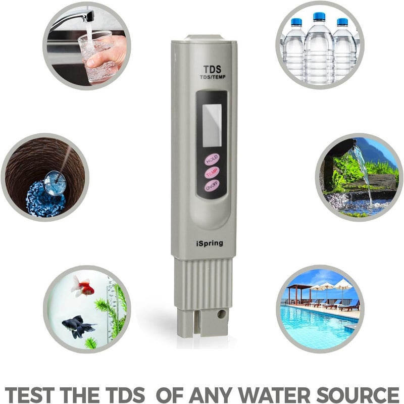 iSpring TDS 3-Button Digital Water Quality Test Meter with Temperature Test Function - Image 3
