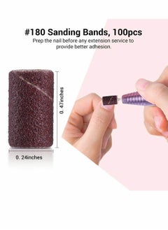 KASTWAVE 300 Pcs Professional Sanding Bands for Nail Drill, 80 Coarse, 120 Medium, 180 Fine Grit File Sand Piece Set  - Image 2